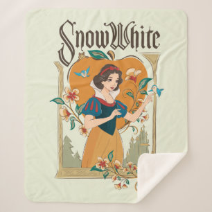 Snow White Vintage Decorative Graphic Sherpa Blanket