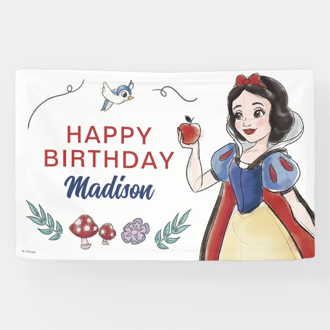 Snow White | Watercolor Birthday Banner (Horizontal)