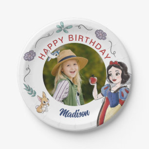 Snow White   Watercolor Birthday Photo Paper Plate