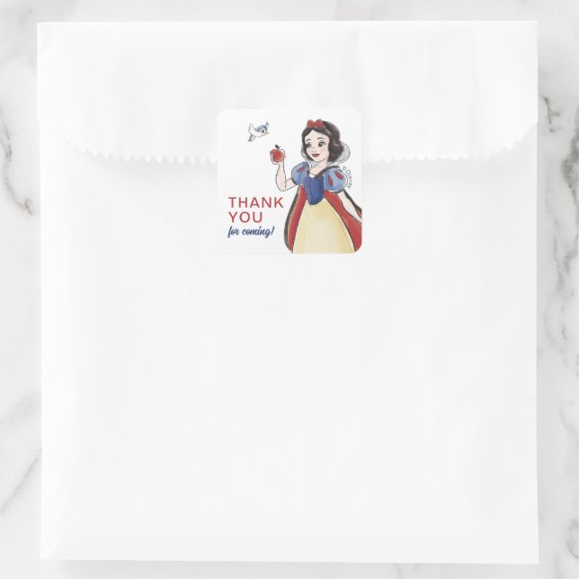 Snow White | Watercolor Birthday Square Sticker (Bag)