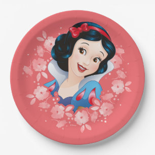 Snow White   Watercolor Floral Frame Paper Plate