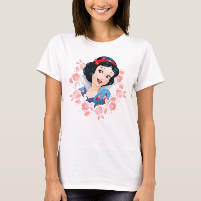 Snow White | Watercolor Floral Frame T-Shirt (Front)