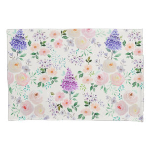 Snow White Watercolor Floral Pillowcase
