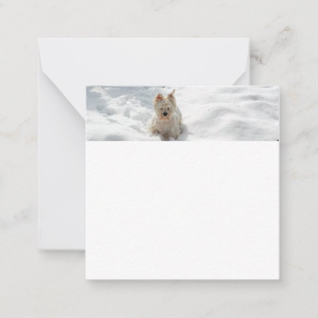 Snow White Westie Dog Photo Flat Note Card (Front)