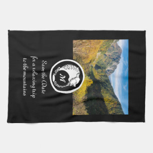 Snow White Wolf Silhouette Laurel Monogram Photo Kitchen Towel