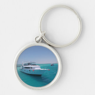 Snow-white yacht  near the White Island in Red Sea Keychain