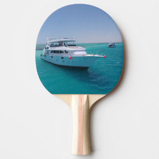 Snow-white yacht near the White Island in Red Sea Ping Pong Paddle