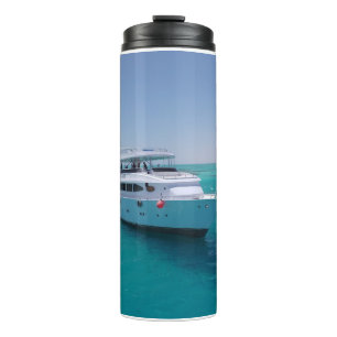 Snow-white yacht  near the White Island in Red Sea Thermal Tumbler