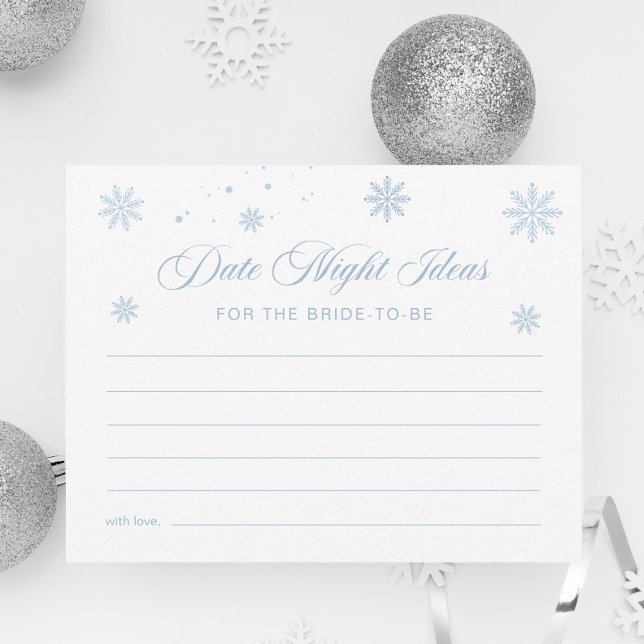 Snow Winter Bridal Shower Date Night Ideas Card (Creator Uploaded)