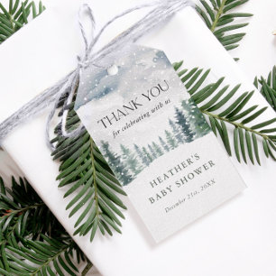 Snow Winter Wonderland Baby Shower Thank You Gift Tags