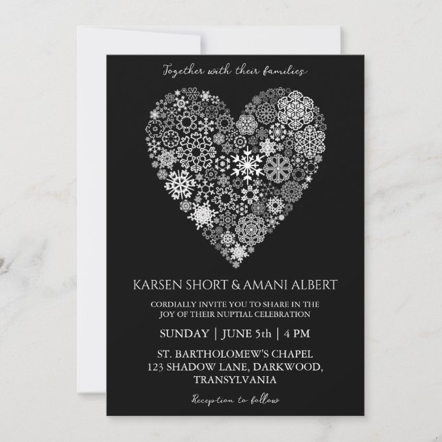 snow winter wonderland wedding invitations (Front)