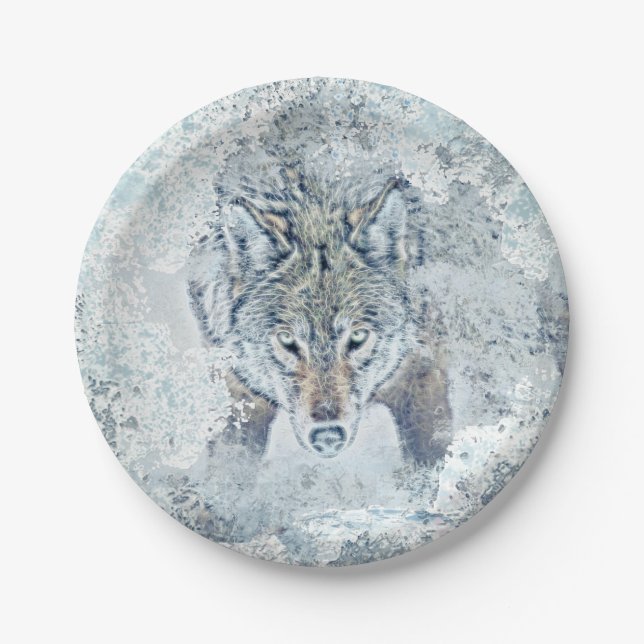 Snow Wolf Paper Plate (Front)
