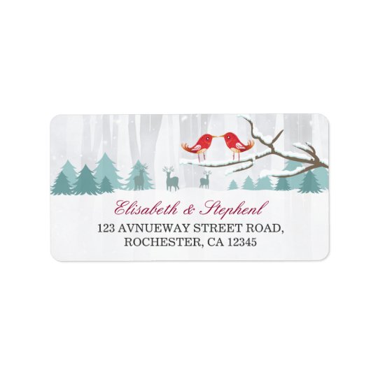 Snow Wonderland Birds Deer Winter Wedding Address