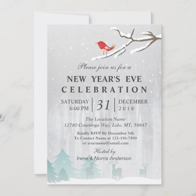Snow Wonderland Nouvel An Eve Party Invitation (Devant)