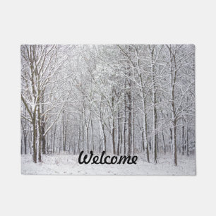 Snow Woods Welcome Door Mat