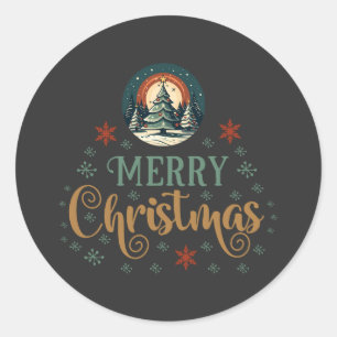 Snow Xmas Christmas Globe Classic Round Sticker