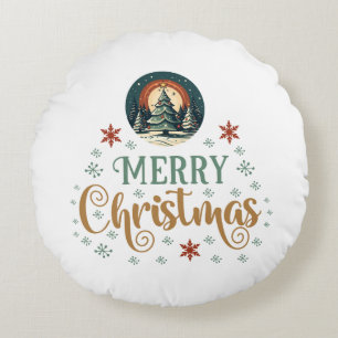 Snow Xmas Christmas Globe Round Pillow