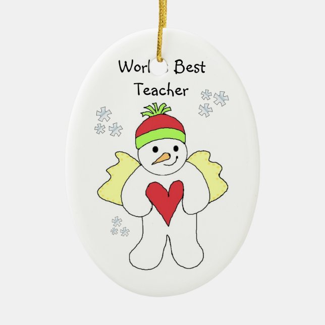 SnowAngel World's Best Teacher Design Ceramic Ornament (Front)