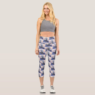 Snowball Christmas tree winter snowfall Capri Leggings