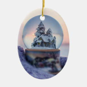 Snowball Christmas tree winter snowfall Ceramic Ornament
