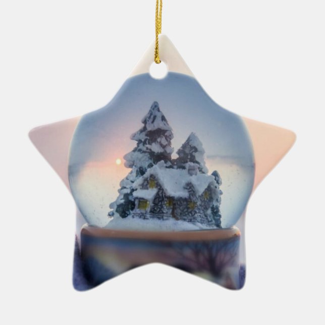 Snowball Christmas tree winter snowfall  Ceramic Ornament (Front)