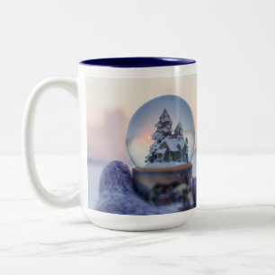 Snowball Christmas tree winter snowfall  Two-Tone Coffee Mug