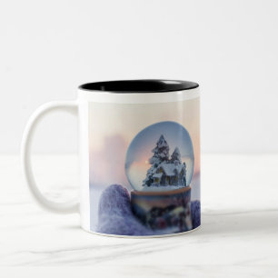 Snowball Christmas tree winter snowfall Two-Tone Coffee Mug