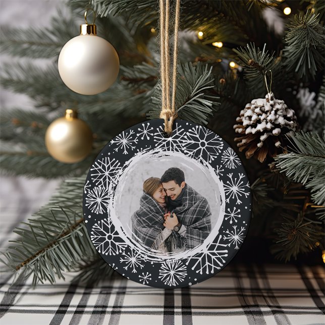 Snowball | Double Sided Name & Year Photo Ceramic Ornament (Creator Uploaded)