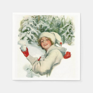 Snowball Fight (by Harrison Fisher) Napkin