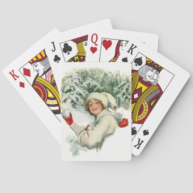 Snowball Fight (by Harrison Fisher) Playing Cards (Back)