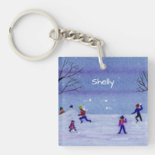Snowball Fight Keychain