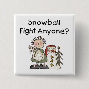 Snowball Fight Tshirts and Gifts 2 Inch Square Button