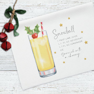 Snowball Mix Drink Holiday Christmas Recipe Kitchen Towel