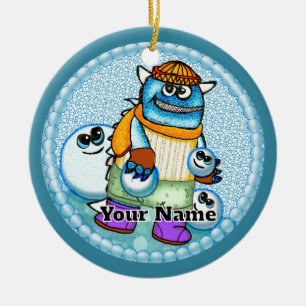 Snowball Monster Ceramic Ornament