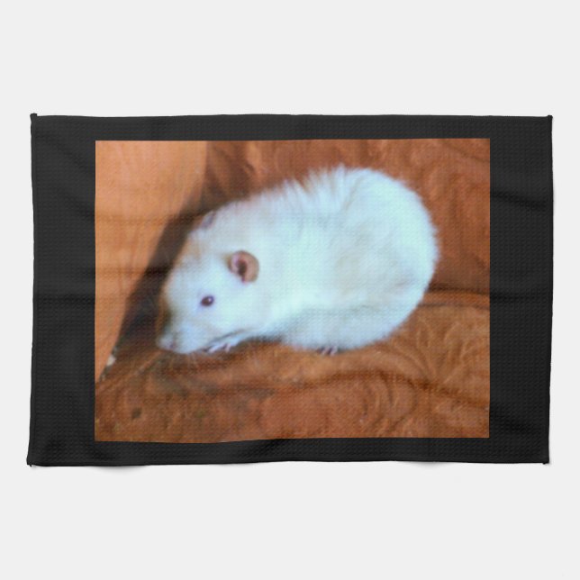 Snowball Rat Blanc serviette de cuisine (Horizontal)