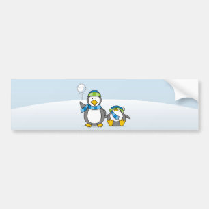 Snowballing penguins bumper sticker