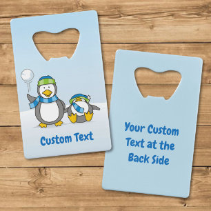 Snowballing penguins credit card bottle opener
