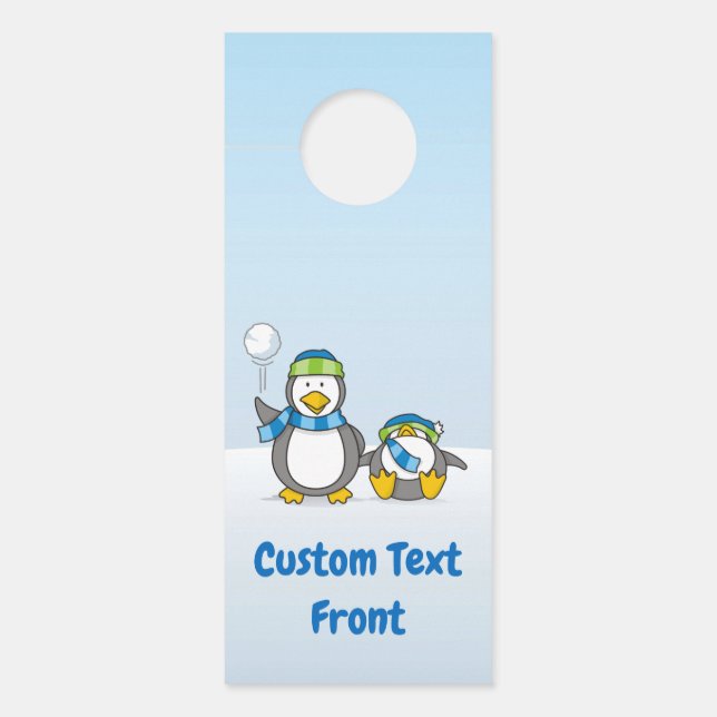 Snowballing Penguins Door Hanger (Front)