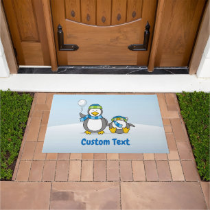 Snowballing Penguins Doormat