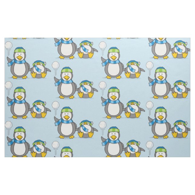Snowballing penguins fabric (Fat Quarter)