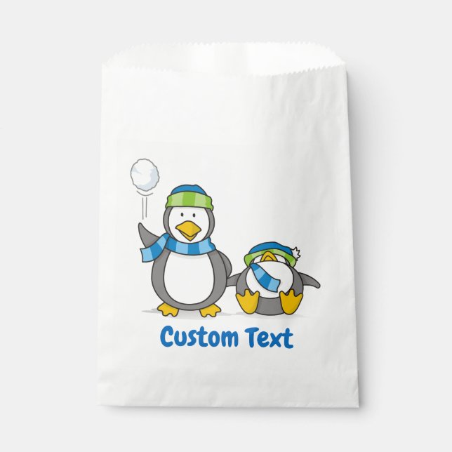 Snowballing penguins favour bag (Front)