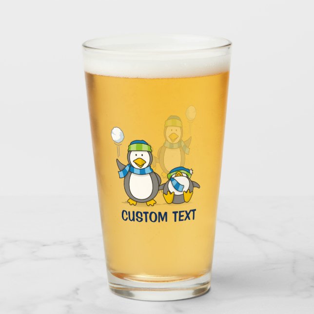 Snowballing penguins glass (Front Filled)