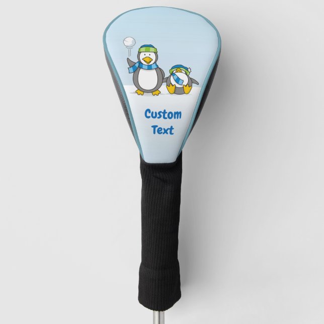 Snowballing penguins golf head cover (Front)