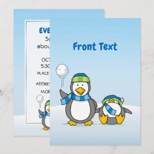 Snowballing penguins invitation