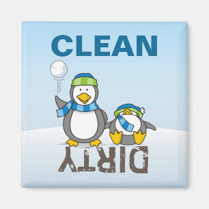 Snowballing penguins magnet