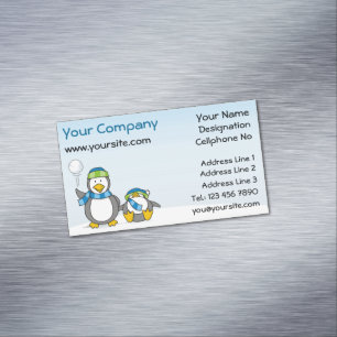 Snowballing penguins 	Magnetic business card