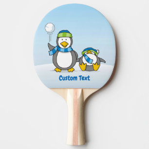 Snowballing penguins ping pong paddle