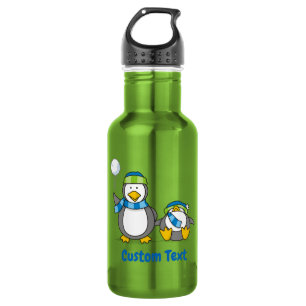 Snowballing penguins stainless steel water bottle