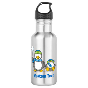 Snowballing penguins stainless steel water bottle