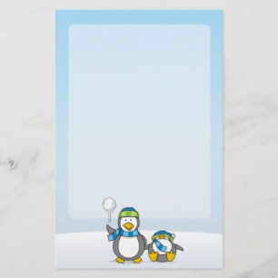 Snowballing penguins stationery